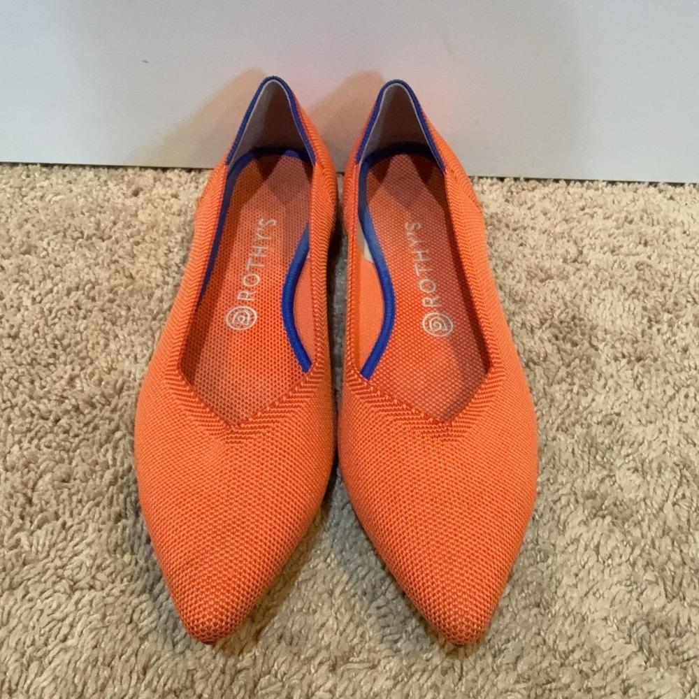Rothy's The Point Shoes Womens Size 10.5 Orange Flats Pointed Toe Eco Friendly - Picture 1 of 8